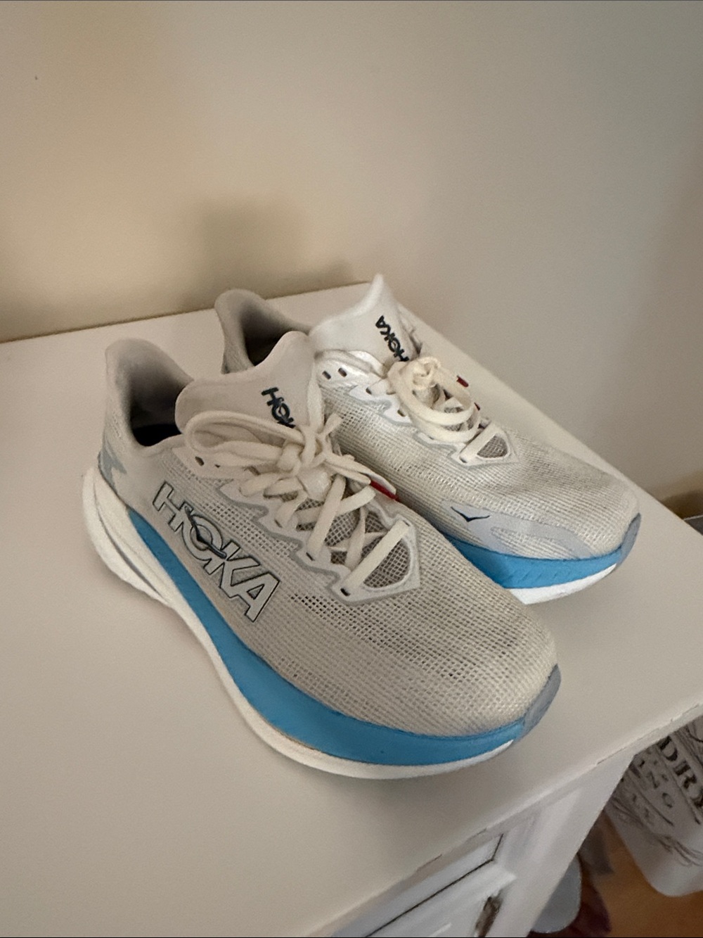Hoka Mach x 3 Running Shoes in COLOR: White / Alabaster